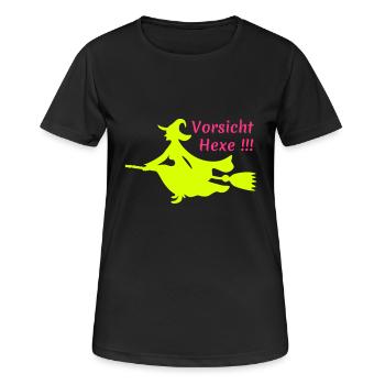 Vorsicht-Hexe - Frauen T-Shirt atmungsaktiv - Schwarz - Vorne - AI Model Female 172 light (172cm)