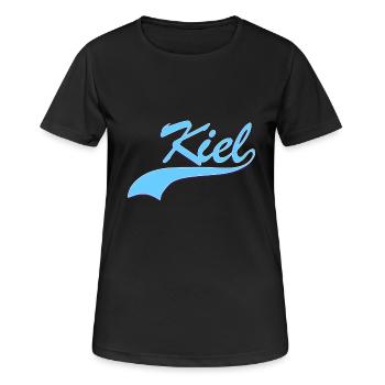 Kiel - Frauen T-Shirt atmungsaktiv - Schwarz - Vorne - AI Model Female 172 light (172cm)