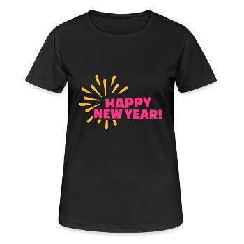 Happy New Year - Frauen T-Shirt atmungsaktiv - Schwarz - Vorne - AI Model Female 172 light (172cm)