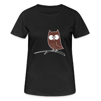 Squinting Owl Gift Idea - Women's Breathable T-Shirt - black - Front - AI Model Female 172 light (172cm)