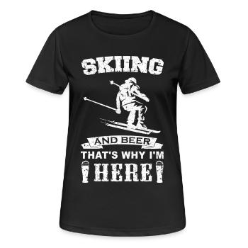Bière et ski t-shirt skieurs cadeaux - T-shirt respirant Femme - noir - Devant - AI Model Female 172 light (172cm)