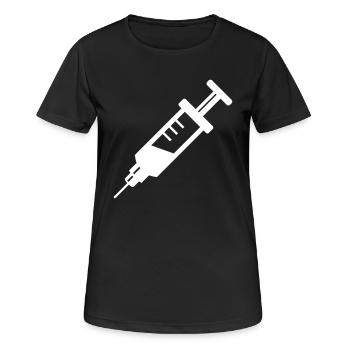 Spritze Injektion - Frauen T-Shirt atmungsaktiv - Schwarz - Vorne - AI Model Female 172 light (172cm)
