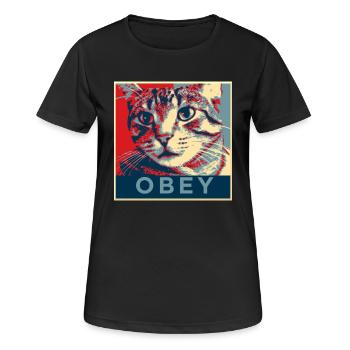 Obéissez le chat! - T-shirt respirant Femme - noir - Devant - AI Model Female 172 light (172cm)