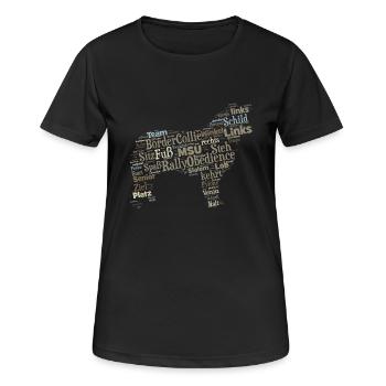 Border Collie Rally Obedience Wordcloud - Frauen T-Shirt atmungsaktiv - Schwarz - Vorne - AI Model Female 172 light (172cm)
