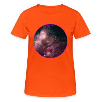 Galaxy - Space - Stars - Cosmic - Art - Universe T - T-shirt respirant Femme - orange néon - Devant - AI Model Female 172 dark (172cm)
