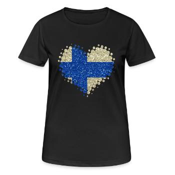 Ich Liebe Finnland Herz Landesfarben Heimatland - Frauen T-Shirt atmungsaktiv - Schwarz - Vorne - AI Model Female 172 light (172cm)