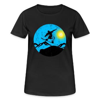Snowboarder jump - Frauen T-Shirt atmungsaktiv - Schwarz - Vorne - AI Model Female 172 light (172cm)