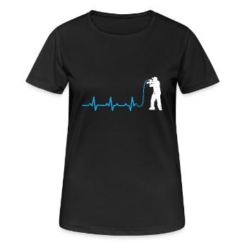 MC rappen herzschlag mikrofon geschenk heartbeat - Frauen T-Shirt atmungsaktiv - Schwarz - Vorne - AI Model Female 172 light (172cm)
