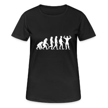 Muskelmann Evolution geschenk bodybuilder maschine - Frauen T-Shirt atmungsaktiv - Schwarz - Vorne - AI Model Female 172 light (172cm)
