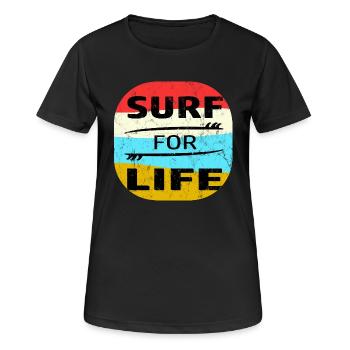 Surfer Surfen Surf Meer See Wellen Urlaub Geschenk - Frauen T-Shirt atmungsaktiv - Schwarz - Vorne - AI Model Female 172 light (172cm)