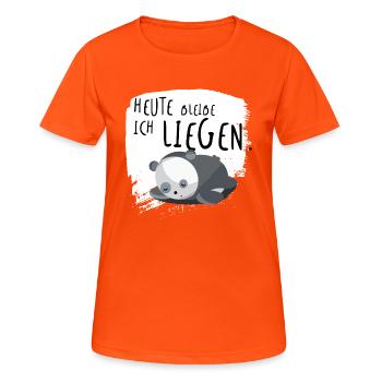 sag ja zum rumliegen2 - Frauen T-Shirt atmungsaktiv - Neonorange - Vorne - AI Model Female 172 dark (172cm)