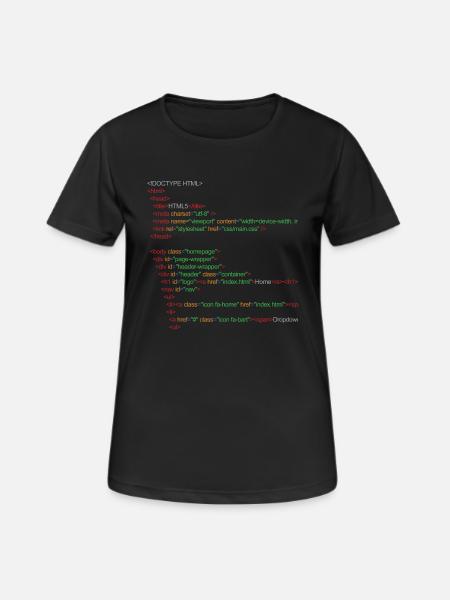 Code HTML5 - T-shirt respirant Femme - noir