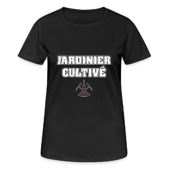 JARDINIER CULTIVÉ - JEUX DE MOTS - FRANCOIS VILLE - T-shirt respirant Femme - noir - Devant - AI Model Female 172 light (172cm)