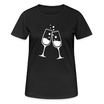 Sekt - Silvester - Frauen T-Shirt atmungsaktiv - Schwarz - Vorne - AI Model Female 172 light (172cm)