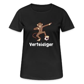 Fussball Verteidiger Affe Dab - Frauen T-Shirt atmungsaktiv - Schwarz - Vorne - AI Model Female 172 light (172cm)