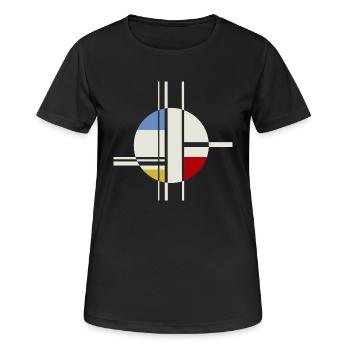 Kreis Rechtecke Abstrakt Modern Art - Frauen T-Shirt atmungsaktiv - Schwarz - Vorne - AI Model Female 172 light (172cm)