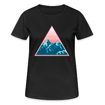 Gebirge Berge Schneebedeckt im Dreieck - Frauen T-Shirt atmungsaktiv - Schwarz - Vorne - AI Model Female 172 light (172cm)