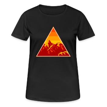 Gebirge Berge schneebedeckt im Sonnenuntergang - Frauen T-Shirt atmungsaktiv - Schwarz - Vorne - AI Model Female 172 light (172cm)