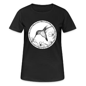 Hummingbird flowers circle - Women's Breathable T-Shirt - black - Front - AI Model Female 172 light (172cm)