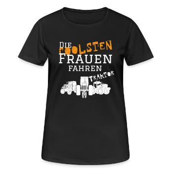 Die coolsten Frauen Traktor - Frauen T-Shirt atmungsaktiv - Schwarz - Vorne - AI Model Female 172 light (172cm)