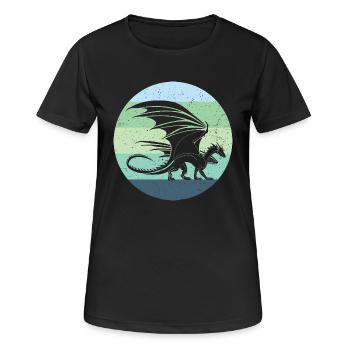 Waliser Drache Retro - Frauen T-Shirt atmungsaktiv - Schwarz - Vorne - AI Model Female 172 light (172cm)