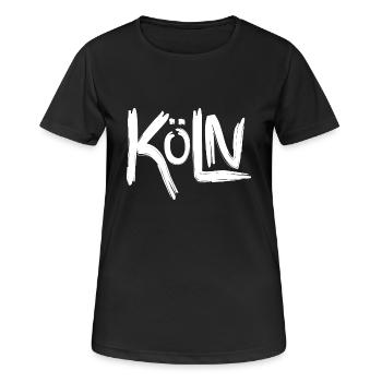 Köln Kölle oder Colonia, Stadt am Rhing mit Dom - Frauen T-Shirt atmungsaktiv - Schwarz - Vorne - AI Model Female 172 light (172cm)