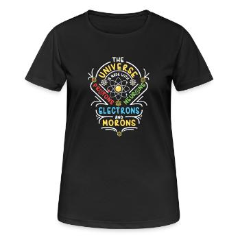Universe is made of Protons Neutrons Electrons - Frauen T-Shirt atmungsaktiv - Schwarz - Vorne - AI Model Female 172 light (172cm)