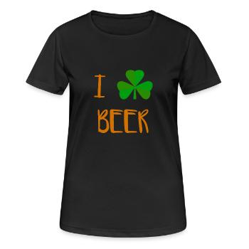I cloverleaf BEER - I Love BEER - Frauen T-Shirt atmungsaktiv - Schwarz - Vorne - AI Model Female 172 light (172cm)