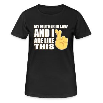 Cross fingers Mother-In-Law T-shirt - Frauen T-Shirt atmungsaktiv - Schwarz - Vorne - AI Model Female 172 light (172cm)