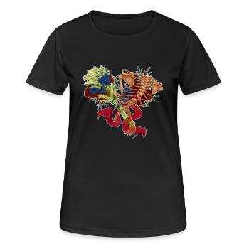 floraler Rücken (bis) - Frauen T-Shirt atmungsaktiv - Schwarz - Vorne - AI Model Female 172 light (172cm)