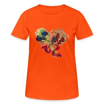 floral spine (bis) - Women's Breathable T-Shirt - neon orange - Front - AI Model Female 172 dark (172cm)