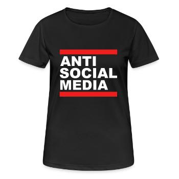 Anti Social Media gegen soziale Netzwerke T-Shirt - Frauen T-Shirt atmungsaktiv - Schwarz - Vorne - AI Model Female 172 light (172cm)