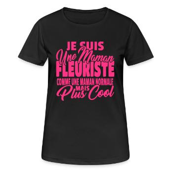 Maman fleuriste mais plus cool - T-shirt respirant Femme - noir - Devant - AI Model Female 172 light (172cm)