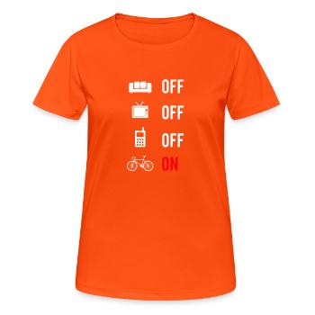 Off-on-gift cycling road cyclist - Women's Breathable T-Shirt - neon orange - Front - AI Model Female 172 dark (172cm)
