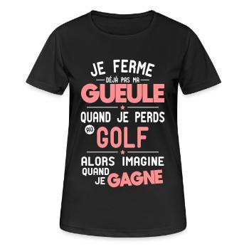 Je ferme pas ma gueule quand je perds au golf - T-shirt respirant Femme - noir - Devant - AI Model Female 172 light (172cm)