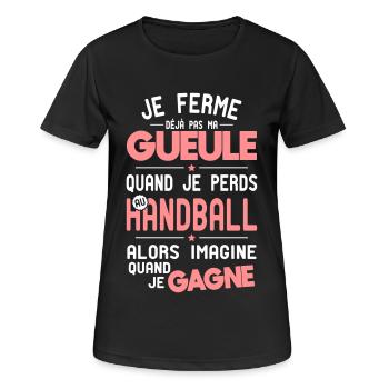 Ich halte nicht den Mund, wenn ich im Handball verliere - Frauen T-Shirt atmungsaktiv - Schwarz - Vorne - AI Model Female 172 light (172cm)