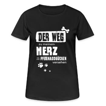 Hunde Shirt-Pfotenabdrücke - Frauen T-Shirt atmungsaktiv - Schwarz - Vorne - AI Model Female 172 light (172cm)
