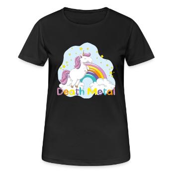 Unicorn Death Metal - Frauen T-Shirt atmungsaktiv - Schwarz - Vorne - AI Model Female 172 light (172cm)