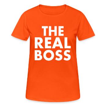 The real boss - T-shirt respirant Femme - orange néon - Devant - AI Model Female 172 dark (172cm)