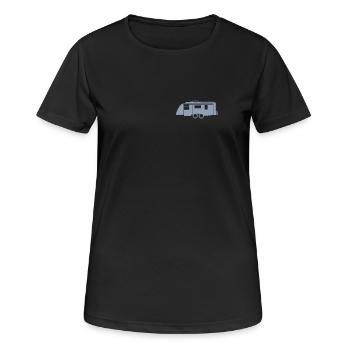 Wohnwagen Shirt - Frauen T-Shirt atmungsaktiv - Schwarz - Vorne - AI Model Female 172 light (172cm)