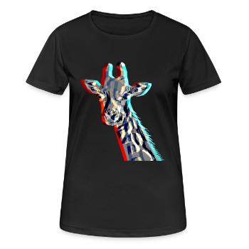 Girafe avec effet 3D - T-shirt respirant Femme - noir - Devant - AI Model Female 172 light (172cm)