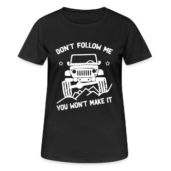 Ne me suivez pas Jeep - T-shirt respirant Femme - noir - Devant - AI Model Female 172 light (172cm)