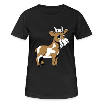 Ziege meckern lächeln - Frauen T-Shirt atmungsaktiv - Schwarz - Vorne - AI Model Female 172 light (172cm)