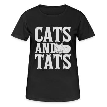 cats and tats Zitat - Frauen T-Shirt atmungsaktiv - Schwarz - Vorne - AI Model Female 172 light (172cm)