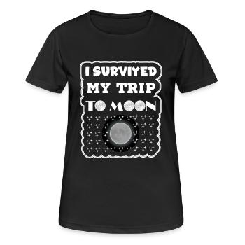 T-shirt I survived my trip to moon 2025 - T-shirt respirant Femme - noir - Devant - AI Model Female 172 light (172cm)