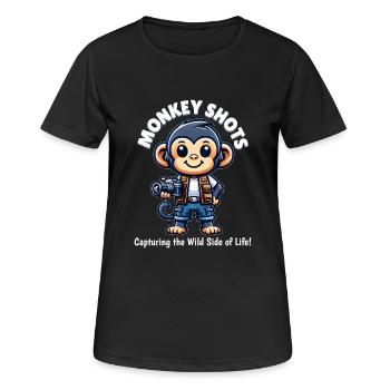 Photographe chimpanzé - T-shirt respirant Femme - noir - Devant - AI Model Female 172 light (172cm)
