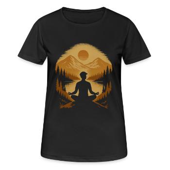 Méditation silencieuse dans les montagnes coucher de soleil - T-shirt respirant Femme - noir - Devant - AI Model Female 172 light (172cm)