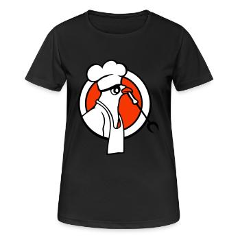 Oiseau griller des saucisses griller délicieusement manger des saucisses - T-shirt respirant Femme - noir - Devant - AI Model Female 172 light (172cm)