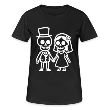 Ehepaar Hochzeit Skull - Frauen T-Shirt atmungsaktiv - Schwarz - Vorne - AI Model Female 172 light (172cm)
