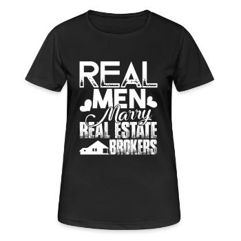 Real Men Marry Real Estate Brokers - Women's Breathable T-Shirt - black - Front - AI Model Female 172 light (172cm)